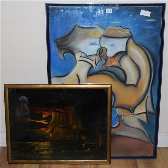 An abstract pastel & 1 other